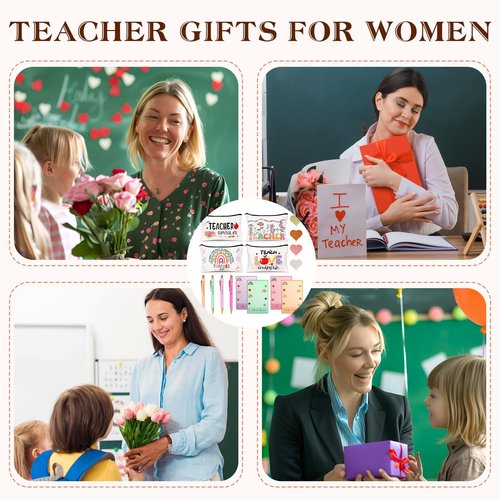 Teacher Appreciation Gifts Bulk, 16Pcs Gifts for Women with Teacher Survival Kit Makeup Bags, Bookmarks, Notepad and Pens, Valentines Christmas Gifts for Appreciation