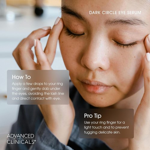 Advanced Clinicals Under Eye Serum - Caffeine & Hyaluronic Acid for Dark Circles | Brightening Vitamin C, 1.75 Fl Oz
