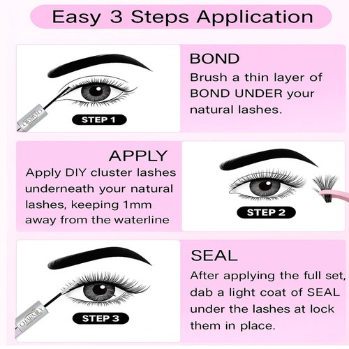 Lash Cluster Glue - Lash Bond and Seal Waterproof for Eyelash Clusters and Individual Lashes, Long Lasting DIY Cluster Lash Glue, Dual-Ended Design by Charmily (5ml+5ml)