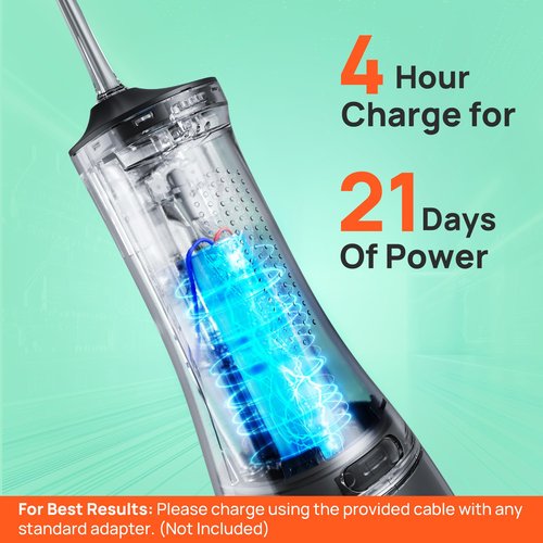 OPERAN Water Flossers for Teeth, Cordless Portable Water Flossers for Adults Braces, IPX7 Waterproof with 4 Modes, 4 Professional Nozzles, 300ml Tank & 21 Days Runtime for Travel, Black, 1Pack