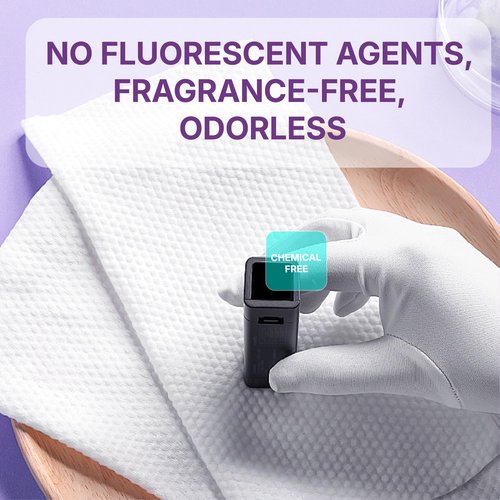 Serenorch Disposable Face Towels XL 50 Count, Pearl Texture Facial Tissues for Deep Cleansing, Ultra Thick Makeup Remover Dry Wipes, Lint Free Cotton Tissue for Sensitive Skin