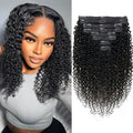 3C 4A Kinky Curly Clip in Hair Extensions Human Hair for Black Women - 8Pcs 18Clips Double Weft Brazilian Remy Human Hair Thick to Ends 120G/4.2oz Natural Black (12 inch)