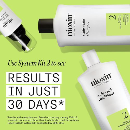 Nioxin System 2 Thickening Shampoo - Boost Hair Density for Natural Hair with Niacinamide & Biotin