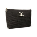 Juicy Couture Black Makeup Bag Cosmetics Organizer Travel Essentials Zip Top Wedge Velour Glitter Dots
