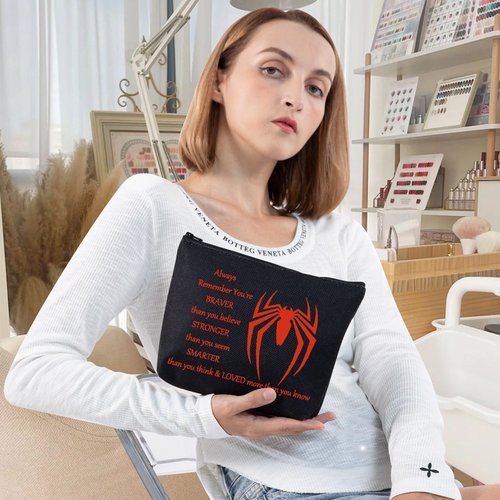 LEVLO Spider Movie Cosmetic Make Up Bag Movie Fans Inspired Gift You Are Braver Stronger Smarter Than You Think Spider Makeup Zipper Pouch Bag For Women Girls (Spider B Bag)