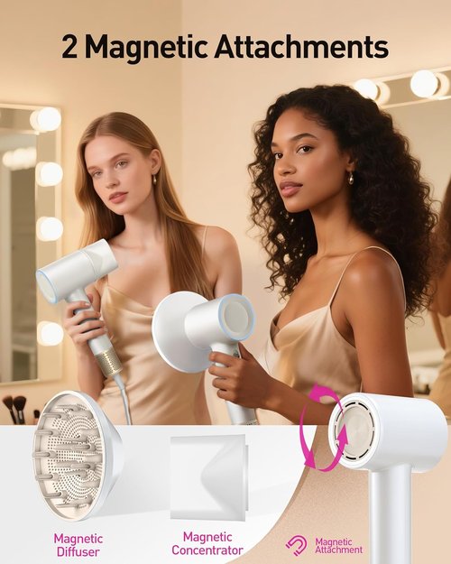 Skiennix High-Speed Hair Dryer - 160,000 RPM Brushless Motor for Ultra-Fast Drying | Low Noise & Ionic Technology, White