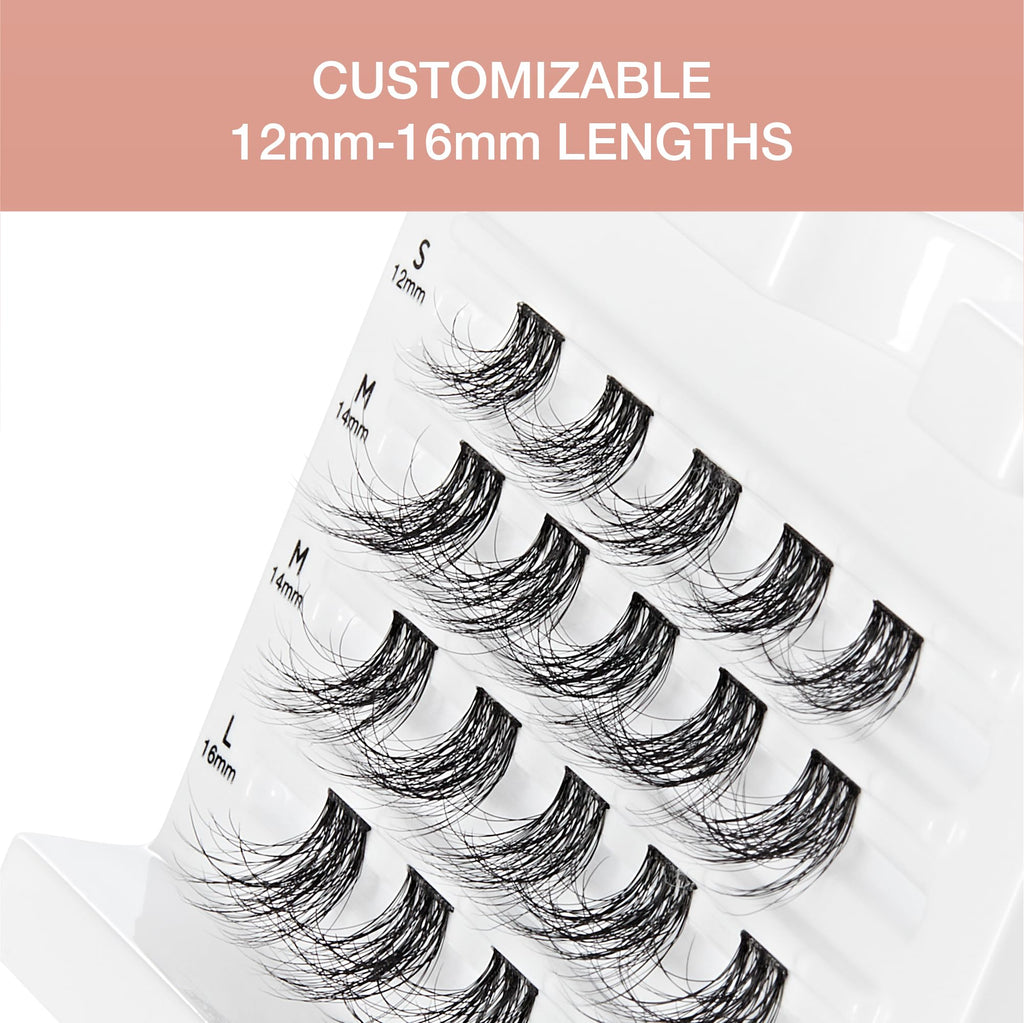 VLuxe Soft Luxe Faux Mink Lash Cluster, 12-16mm Seamless DIY Lash Extensions, Volume & Wispy Fans, Luxurious Soft Fibers, Ultra Comfort False Eyelashes with Lightweight Thin Band for Natural Blending
