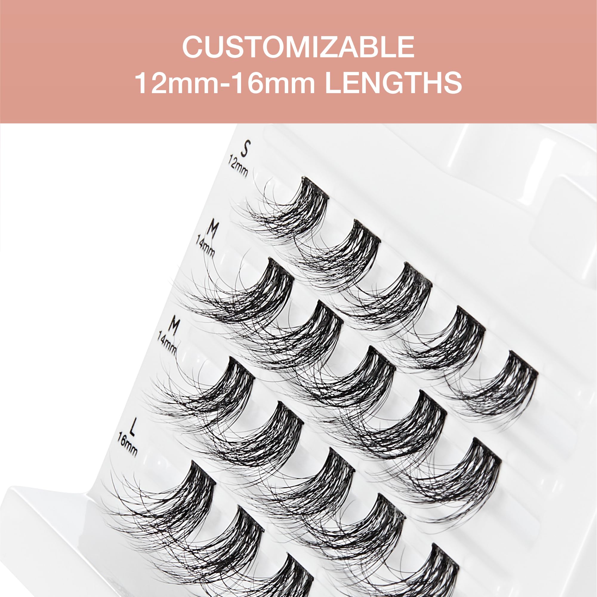 VLuxe Soft Luxe Faux Mink Lash Cluster, 12-16mm Seamless DIY Lash Extensions, Volume & Wispy Fans, Luxurious Soft Fibers, Ultra Comfort False Eyelashes with Lightweight Thin Band for Natural Blending
