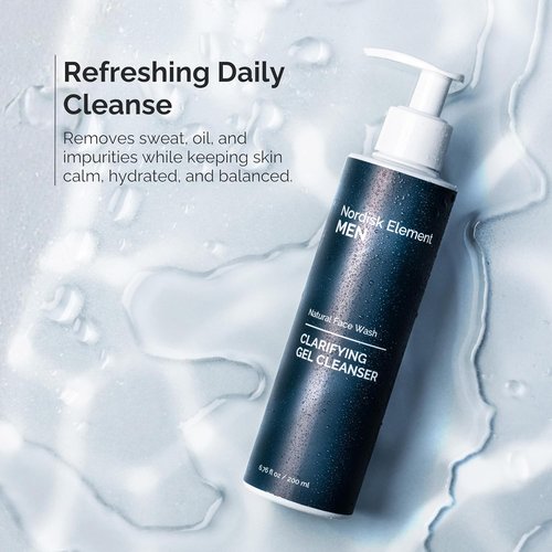 Nordisk Element Men’s Face Wash - Clarifying Gel Cleanser with Plum Extract | Vegan, Hydrating, Sulfate-Free, 6.76 Fl Oz