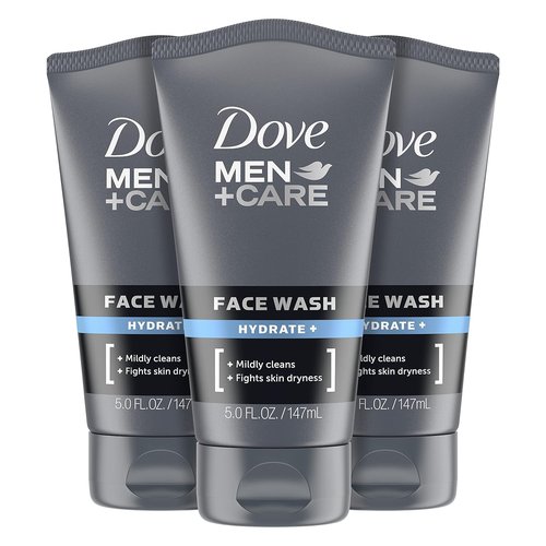 DOVE MEN + CARE Face Wash - Hydrate Plus Skin Care Formula, 5 Oz | Pack of 3