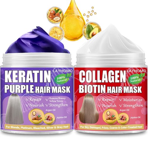 Skiennix Keratin Hair Treatment - Purple Hair Mask for Brassy Blonde & Platinum Hair | Deep Conditioner with Argan & Jojoba Oil