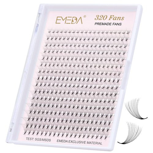EMEDA 320 Fans Bulk Premade Lash Fans 12D 14D 16D 18D 20D Pointy Base Premade Fans Eyelash Extensions Stable D Curl Pre Fanned Volume Lash Extensions (16D-0.05-D-8-15mm)