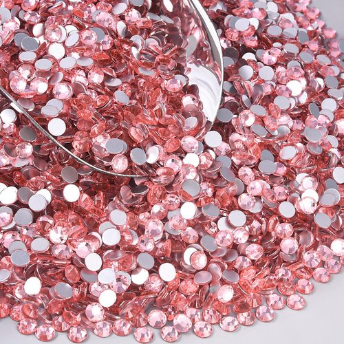 Blinginbox 288 Pieces SS30/6.4-6.6mm Flat Back Crystal Rhinestones Round Gems for Nail ArtPeach Pink