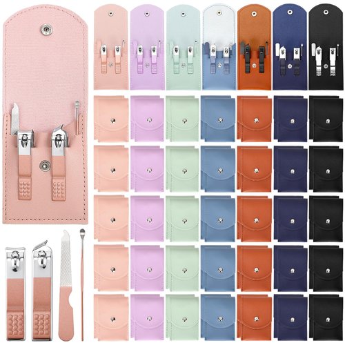 Leriton 70 Set Manicure Set Bulk Professional Nail Care Kit Nail Clippers Kit Stainless Steel Pedicure Set with Travel Case Multicolor Portable Grooming Kits Gifts for Men Women (4 in 1,2.7x3.75'')