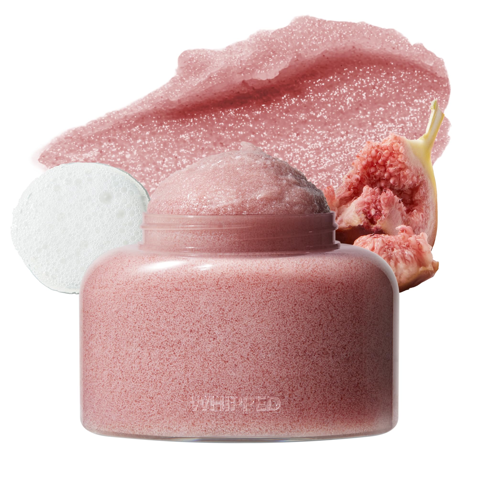 WHIPPED VEGAN SCRUB FIGBUTTER 210g (7.40 oz) – Made with Fig & Cacao Butter | Soft as Gelato Texture, Enriched with Ceramide, Shea Butter & Niacinamide | 10x Finer than Sugar Scrubs | for Face & Body