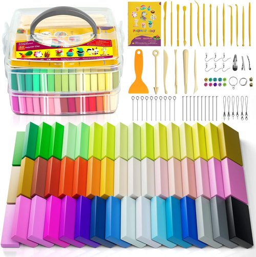 Polymer Clay - 52 Vibrant Colors | Non-Sticky Oven Bake Modeling Clay with Tools - Perfect Gift for Kids & Artists