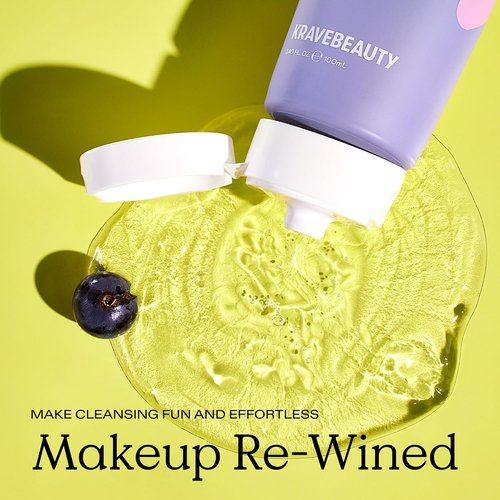 KraveBeauty Makeup Re-wined Cleansing Oil - Fragrance-Free Jelly Oil Cleanser for Waterproof Makeup Removal | 100 mL