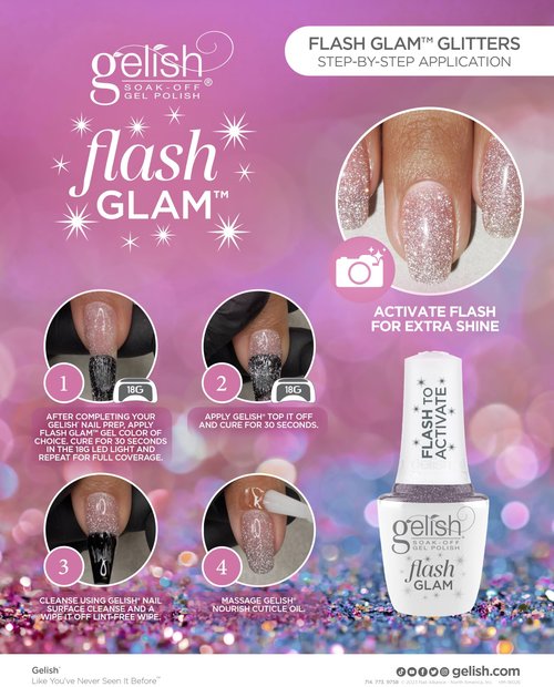 Gelish Flash Glam Glitter Gel Polish – Sparkling Flash-Activated Glitter, Long-Lasting, High-Shine, Chip-Resistant, Vegan & Cruelty-Free Professional Polish (Time To Sparkle, 15mL)