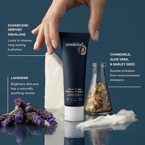 Onekind Night Moisturizer - Hydrating Dream Cream for Anti-Aging with Squalane & Rosehip | 1.7 oz