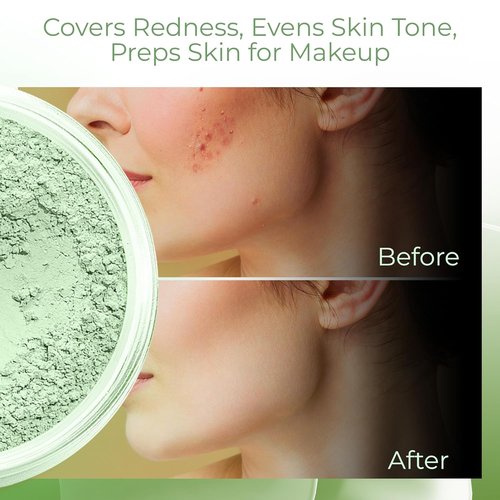 Green Corrector | Mineral Makeup Powder for Redness & Acne – Full Coverage Concealer, SPF 20, 5g Jar