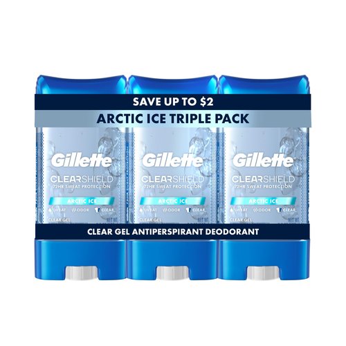 Gillette Antiperspirant and Deodorant for Men, 72hr Sweat & Odor Protection, Long Lasting Freshness, Anti-White Mark Technology, Clear Gel, Arctic Ice Scent, 3.8 oz (Pack of 3)