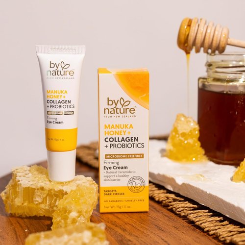 By Nature Eye Cream - Hydrating Manuka Honey & Collagen Formula for Dark Circles | 0.5oz