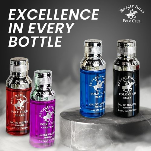 Beverly Hills Polo Club Men's Cologne Gift Set - 4 Premium Scents in Deluxe Tin Box | Ideal Travel Collection