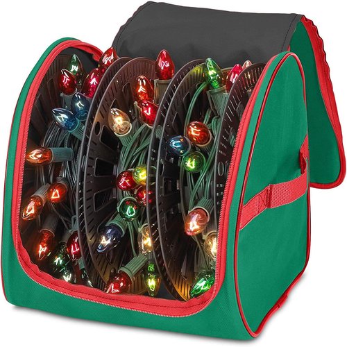 Premium Christmas Light Storage Bag - Heavy-Duty 600D Tear-Proof Material | Stores Up to 375 Ft of Mini Lights - Green