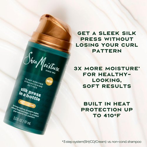 SheaMoisture Silk Press Prep Cream - Heat Protection & Curl Preservation | 3.3 Fl Oz
