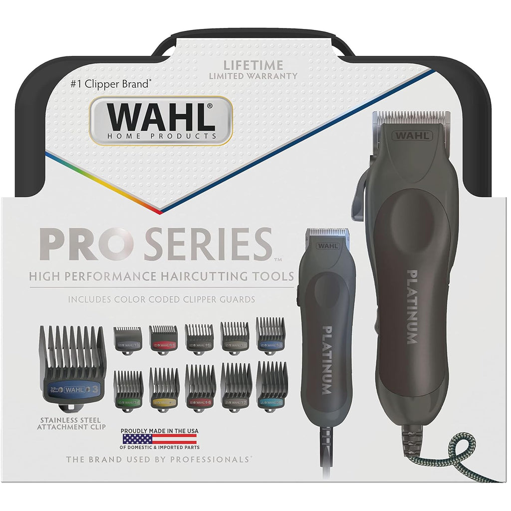 Wahl USA Pro Series Platinum Hair Clipper & Trimmer - Home Haircutting with Color-Coded Combs | Model 79804-100