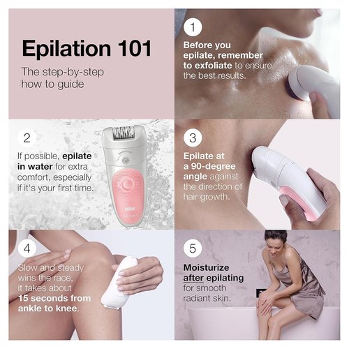 Braun Silk-épil 5 Epilator - Cordless Hair Removal Device for Women | Wet & Dry, 6-Piece Set