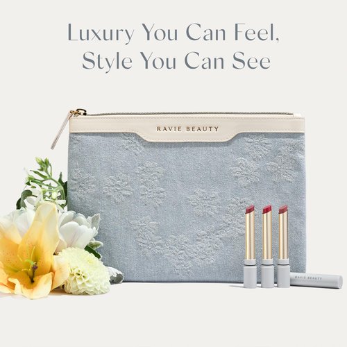 Floral Denim Zipper Cosmetic Bag with Unique Pattern for Women - Cute Travel Makeup Bag- Medium Size Toiletry Organizer for Daily Use