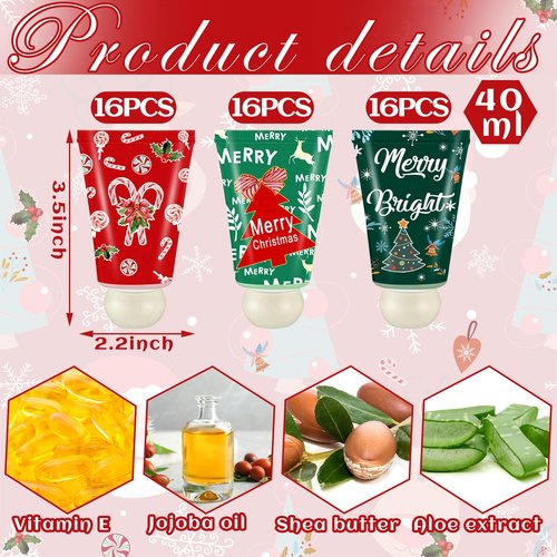 Sacubee 48 Christmas Hand Cream Gift Bulk Travel Size Skin Lotion for Women Party Favors Gift Set Merry Xmas Stocking Stuffers Bridal Baby Shower Hand Cream Set for Guest
