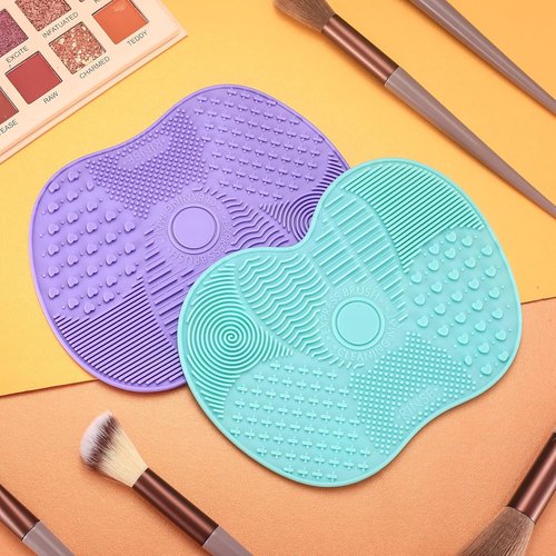 Skiennix Silicone Makeup Brush Cleaning Mat - Portable Suction Cup Pads for Easy Cleaning | 2 Pcs