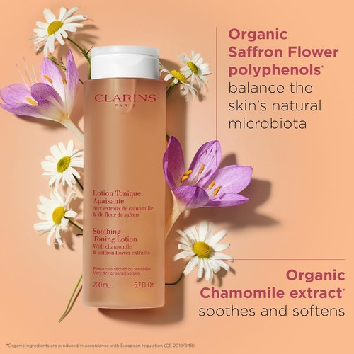 Clarins Soothing Toning Lotion - Hydrate & Balance Skin's Microbiota | Alcohol-Free with Chamomile Extract | 200ml