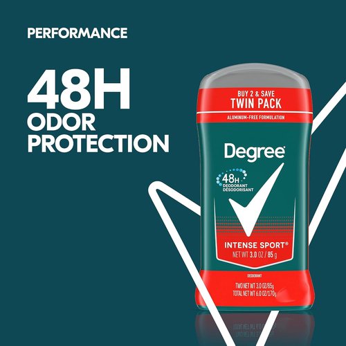 Degree Men Original Protection Deodorant - Intense Sport 48-Hour Odor Defense | 3 oz, 2 Count
