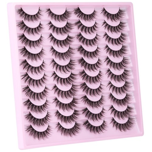 Kiromiro Lashes Wispy False Eyelashes Natural Look 14mm(0.55inch) Faux Mink Lashes Short Cat Eye Spiky Lash 3D Strip Eyelashes Pack 20 Pairs