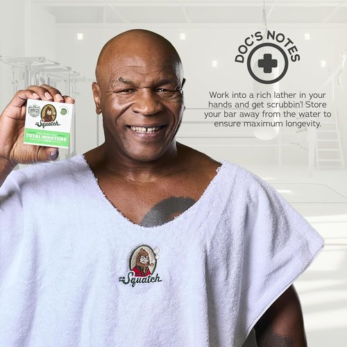 Dr. Squatch Total Moisture Bar Soap | Natural, Fragrance-Free, Plant-Based | 5oz (3-Pack) for Sensitive Skin