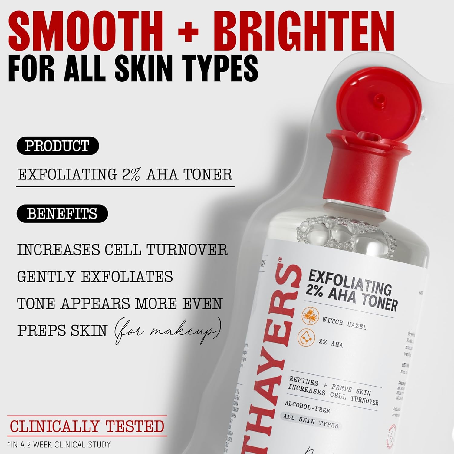Thayers 2% AHA Exfoliating Toner - Brightening Formula with Glycolic & Lactic Acid | 12 Fl Oz