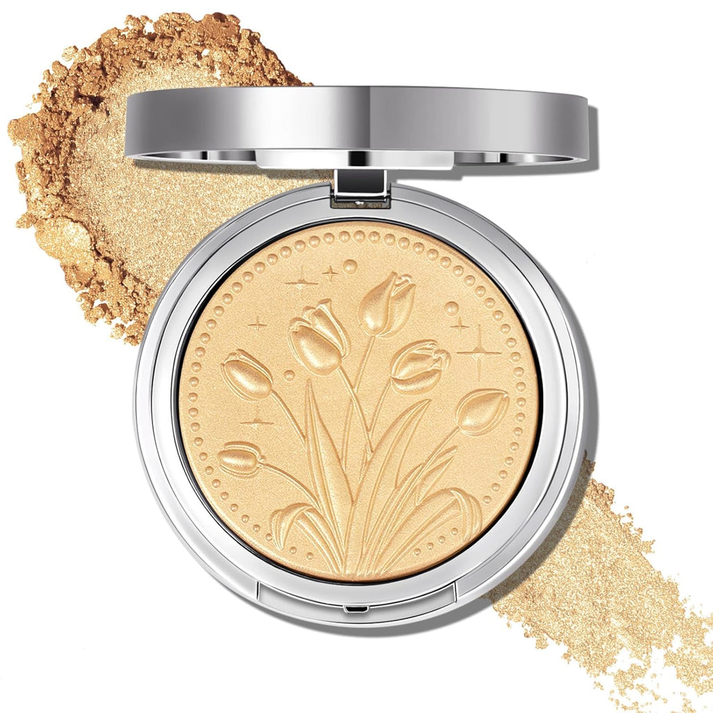 UCANBE Sparkle Bomb Highlighter - Weightless Baked Illuminator Palette for Face & Body | Luxurious Golden