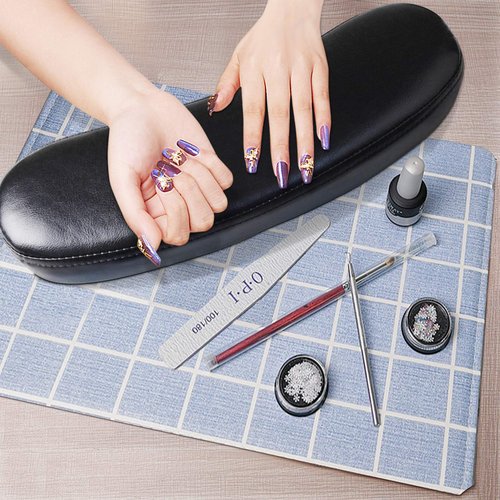 TOROKOM Nail Arm Rest Cushion Hand Pillow Pad, Nail Hand Holder Wrist Arm Rest Leather Pillows Manicure Tool for Nails Art Salon and Home DIY And for Nail Technician Use (Black)