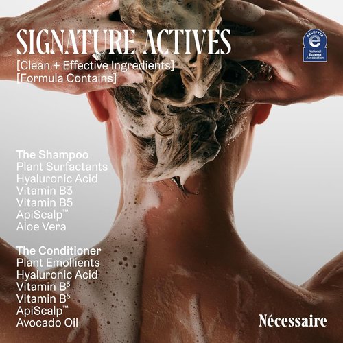 Nécessaire The Hair Duo | Fragrance-Free Shampoo and Conditioner Set - 2 Full-Size Bottles with Hyaluronic Acid & Vitamin B Complex
