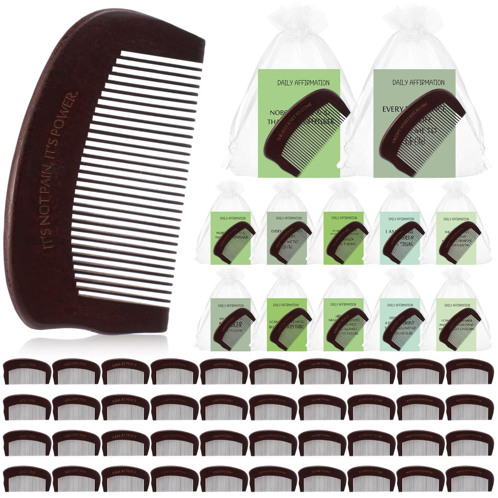 Yiyiring 40 Sets Birthing Comb for Labor Pain Labor Combs with Affirmation Card for Pregnant Women Wooden Engraved Stress Bitrh Relief Comb for Delivery Support Relief Self Care