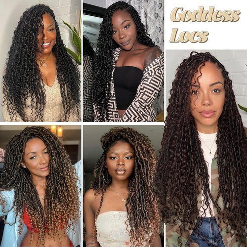 8 Packs Goddess Faux Locs Crochet Hair-30 Inch Boho Soft Locs Crochet Hair for Black Women (1B/30/27#, 30 Inch(Pack of 8))