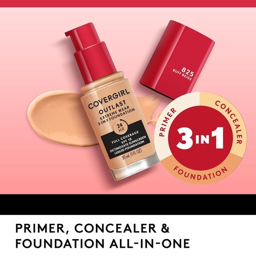 Covergirl Outlast Extreme Wear Foundation - Full Coverage Liquid with SPF 18 | Creamy Natural, 1 Fl. Oz.