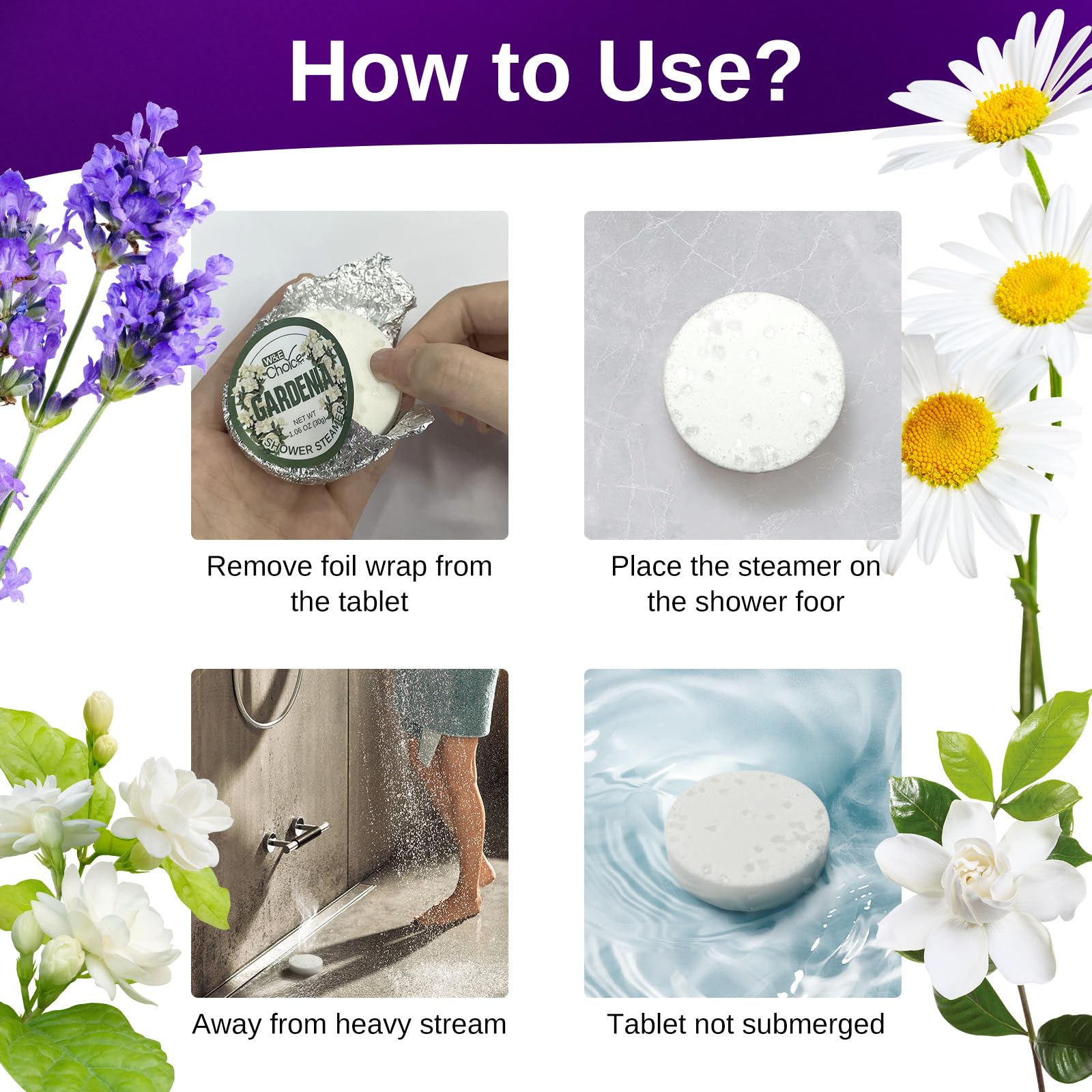 W&E Choice Shower Steamers Aromatherapy 8 Counts, Christmas Gifts for Women, Shower Bombs with Natural Essential Oils for Daily Relaxation & Stress Relief, Birthday Gifts for Wife, Mom