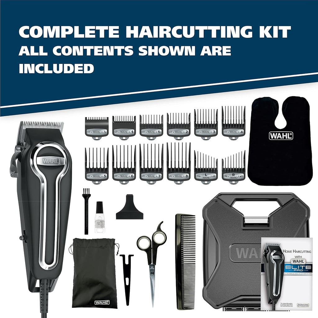 Wahl USA Elite Pro Hair Clipper Kit - High-Performance Corded Grooming Set for Men | Model 79602M