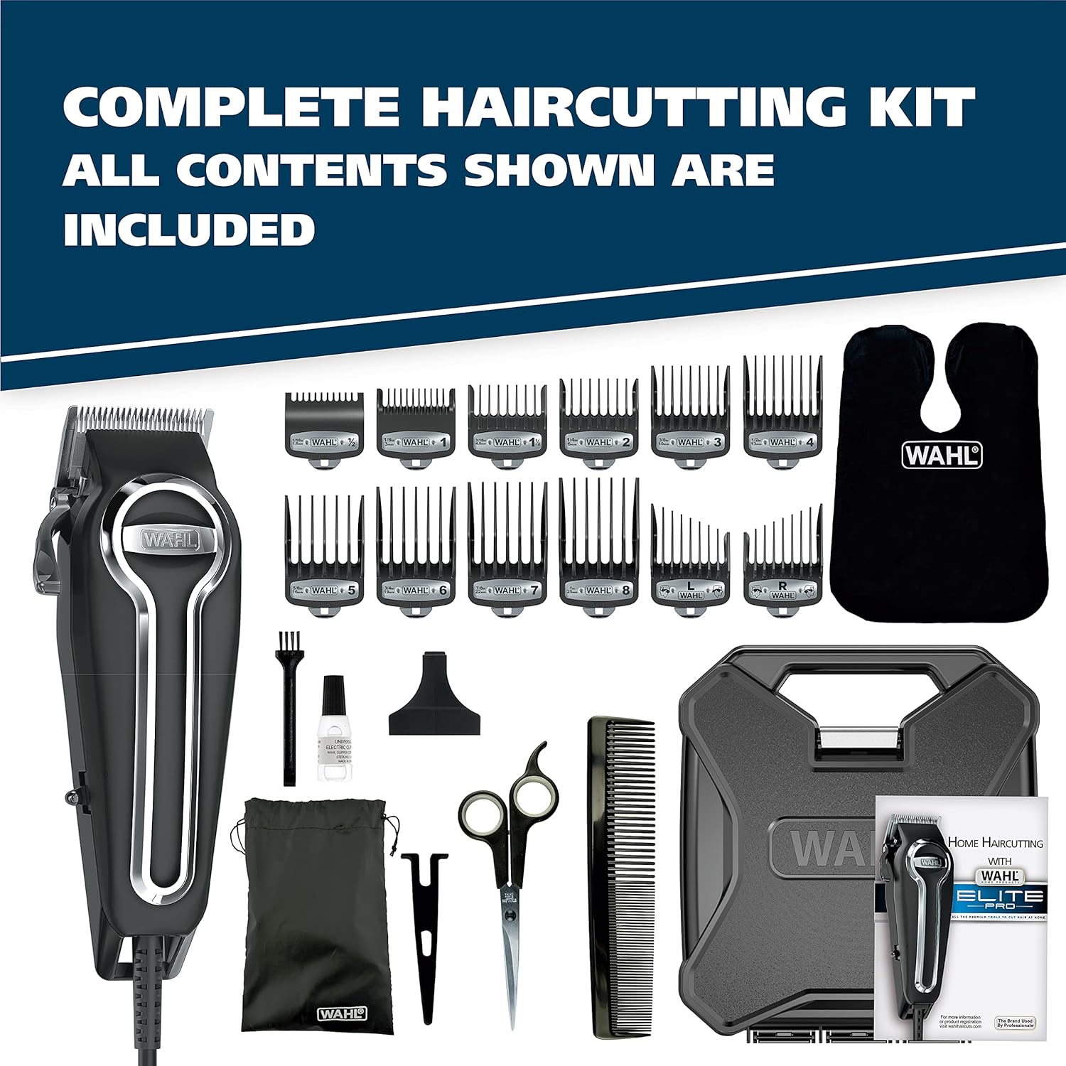 Wahl USA Elite Pro Hair Clipper Kit - High-Performance Corded Grooming Set for Men | Model 79602M