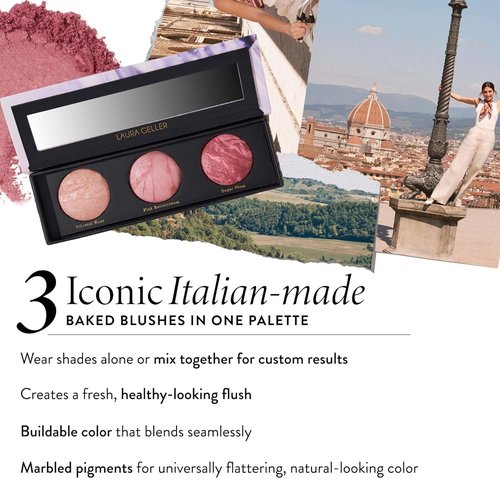 Laura Geller New York Blush Palette - 3-Piece Marbleized Blush Trio for Radiant Color