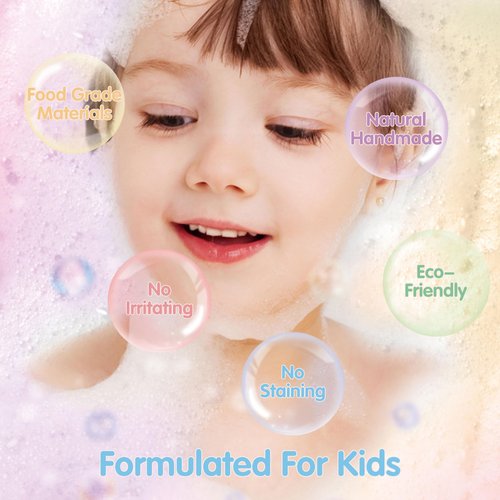 Foxandern Kids Bath Bombs, 6 Pack Mermaid Bath Bombs for Kids, 4 Oz Natural Organic Bubble Shells with Surprise Jewelry, Perfect Birthday, Christmas Party